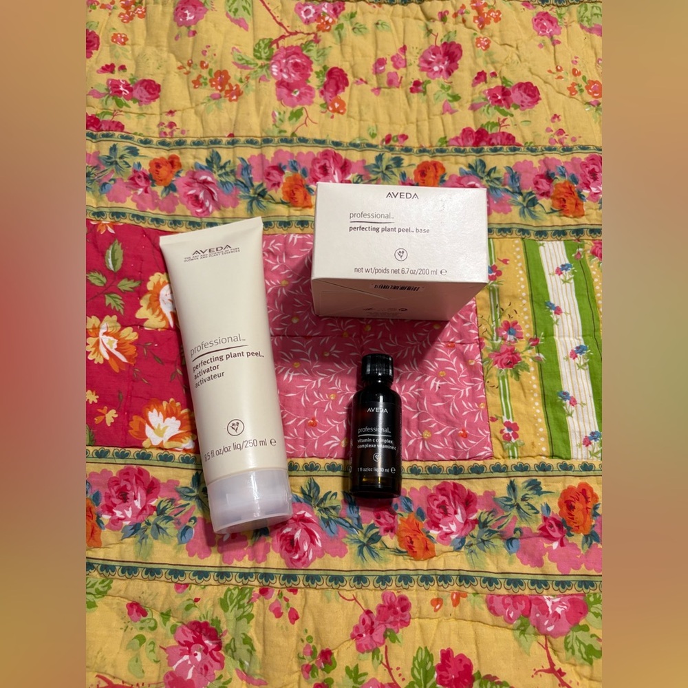 Aveda perfecting plant peel and plant peel activator and vitamin c complex